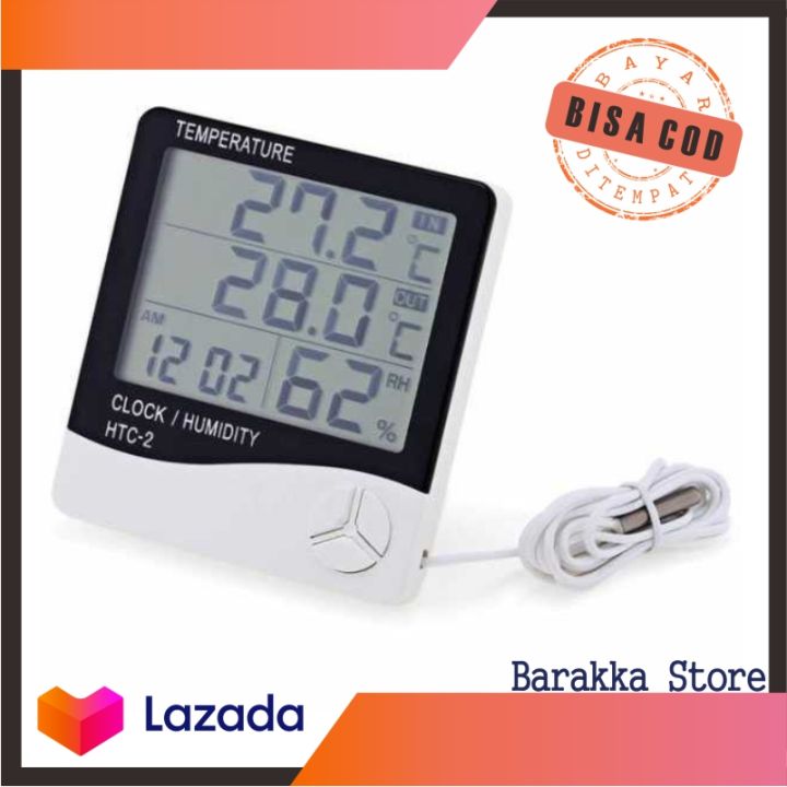 Pengukur Suhu Ruangan Kelembaban Udara Multifungsi Jam Digital dan