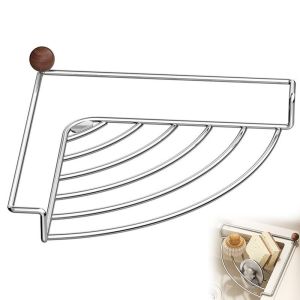 LUMIYA Triangle Shape Sink Drain Rack Thickened Structure Stainless Steel Corner Sink Rack Drainage Sponge Holder Kitchen Sink