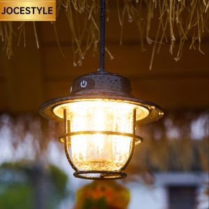 LED Warm Light Vintage 200LM Portable Camping Light Stepless Dimming Type-C USB Rechargeable for Hiking Fishing Emergency