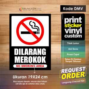 STIKER DILARANG MEROKOK ATAU VAPING DI AREA INI + LAMINASI KODE DMV HITAM