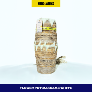 HUGeARNS - Pot Anyaman Bunga Makrame Putih / Guci Anyaman Pelepah Pisang / Vas Bunga Pelepah Pisang / Cover Pot Anyaman Cover Pot Bunga Pot Tanaman / Basket Cover Pot Medium / Cover Pot Makrame Putih / Keranjang Anyaman / Cover Pot Tanaman / Basket Anyam