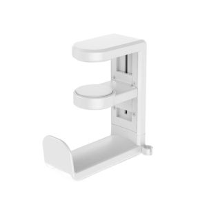 ZYJC Drilling Free Headset Holder 360° Rotating Adjustable Headphone Stand Multifunctional Space Saving Earphone Hook for Earphone Controller