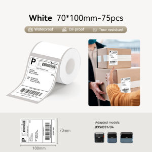 NIIMBOT B3S/B31/B4 White Label Sticker With A Large Size Ideal for Shipping Waybill and Listing Ingredients Waterproof Oil Proof Thermal Label Paper