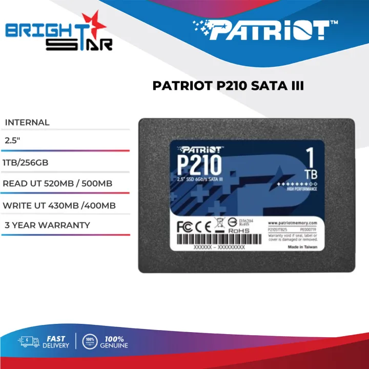 PATRIOT P210 2.5" SATA III Solid State Drive - 256GB/512GB/1TB