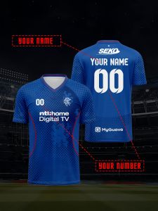 Jeans Fritz Custom 3D Print Royal Blue White V Neck Soccer Jersey Sporty Style Football Shirt for Men Women Training Match with Fast Delivery Cod Free Shipping High Quality Breathable Anti Fade Quick Dry