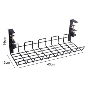 MEIANVU Under Desk Cable Management Tray 40CM No Drill Steel Desk Cable Organizers Wire Management Tray Cable Management Rack Desk Cable Tray with Wire Organizer and Desk Cord Organizer