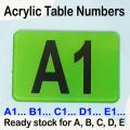 Acrylic Table Numbers Code with Alphabet A B C D E Nombor Meja dengan Huruf for Restaurants. 