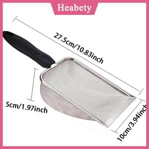 Heabety  Vật nuôi làm sạch công cụ thép không gỉ Phân xẻng Net mèo xả rác xẻng loài bò sát thằn lằn cát xẻng lưới màn hình phân muỗng