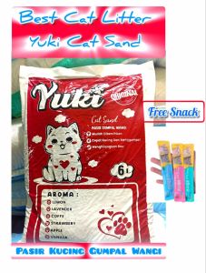 PROMO Kemasan 6 Liter Pasir Kucing Gumpal Wangi YUKI CAT LITTER Free Snack Basah