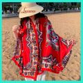 Khăn Boho Vintage Cao Cấp, Khăn Choàng Đi Biển Phong Cách, Chất Liệu Đũi Dày Dặn và Mềm,  Dùng như Áo Chống Nắng, Khăn Bandana, Khăn Quàng Cổ, Khăn Choàng Cổ, Kết Hợp Cùng Bikini Đi Biển, LECARO STORE. 