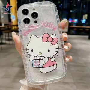 For Apple Iphone 14 Pro Max 14 Plus 13 Pro Max 12 Pro Max 11 Pro Max Cartoon Fashion Cute Hello Kitty Transparent Phone Case Soft Anti-fall Anti-shock Protection Back Cover
