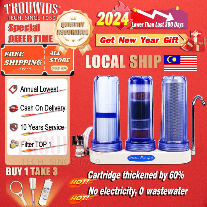 TROUWIDS Water Filter Drinking Water 3Stages Water Purifier Penapis