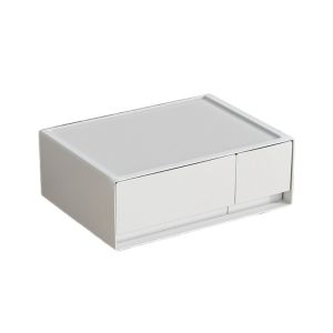 SKJK White Stackable Storage Drawer Drawer Type Plastic Desk Storage Box Cosmetic Storage Box Large Capacity Stationery Storage Organizer Home