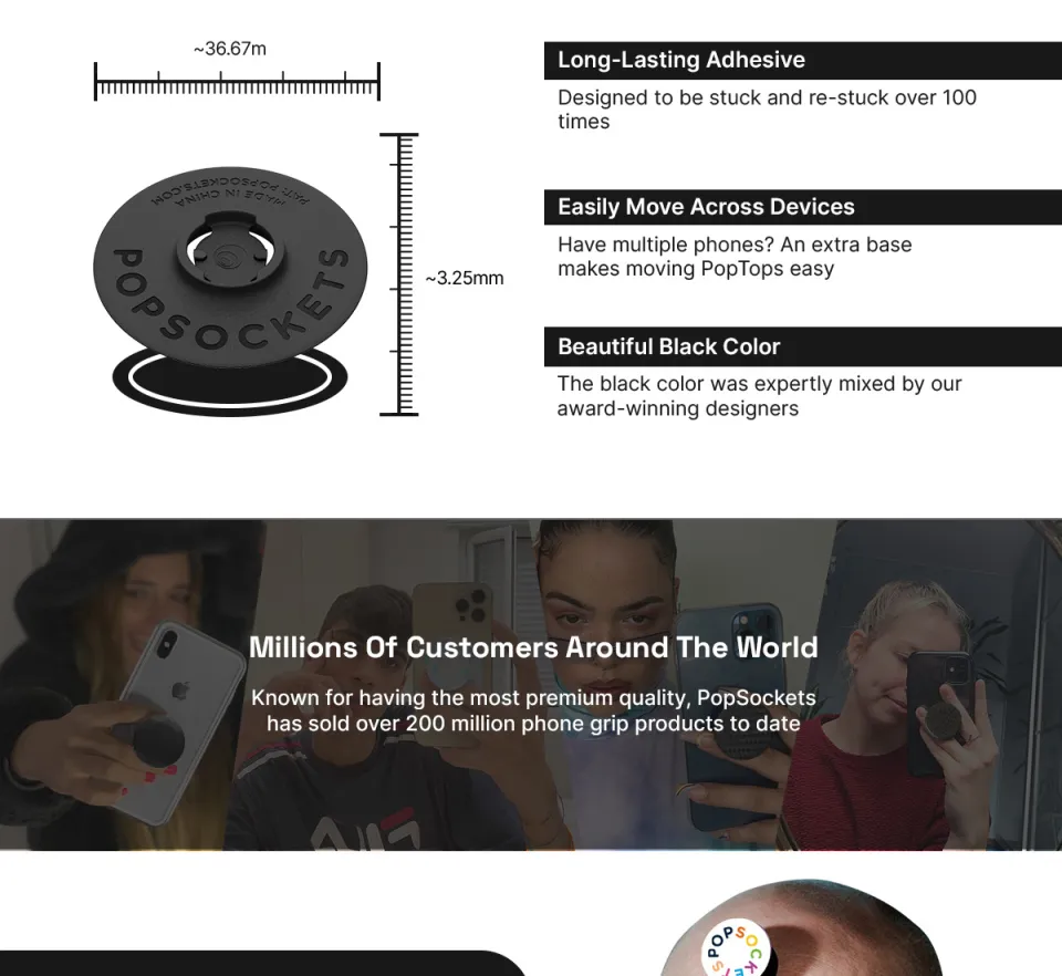 PopSockets PopGrip Base The Premium Phone Grip Compatible With