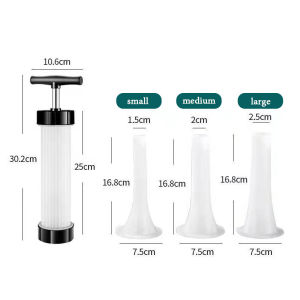 【clearance】Manual Sausage Maker Tool Meat Stuffer Filling Machine Stainless Steel Meat Stuffer Sausage Maker +Three different types of cone heads,Easy-Load Meat Filling Machine for Kitchen Use
