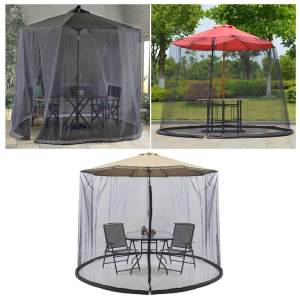 300x230CM Patio Umbrella Cover Zippered Mosquito Netting Screen Table Umbrella Garden Deck Furniture for Outdoor (Black)