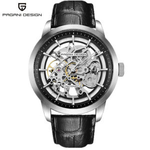 PAGANI DESIGN Top Brand Simple Fashion Men Watch Luxury Skeleton Hollow Genuine Leather Strap Mens Wristwatch New Automatic Mechanical Stainless Steel Male Clock