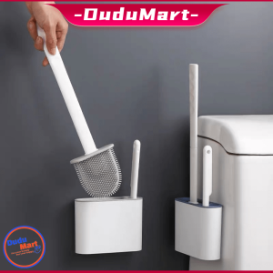 DuduMart Toilet Brush Set Silicone Toilet Brush Wall Mounted Flexible Soft Bristles Brush Holder