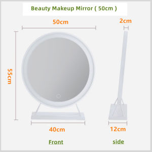 Shiok Living 🚀 40cm / 50cm LED Makeup Mirror Big with Smart Light Large Round Desktop Decor Face Fill Lamp 化妝镜子