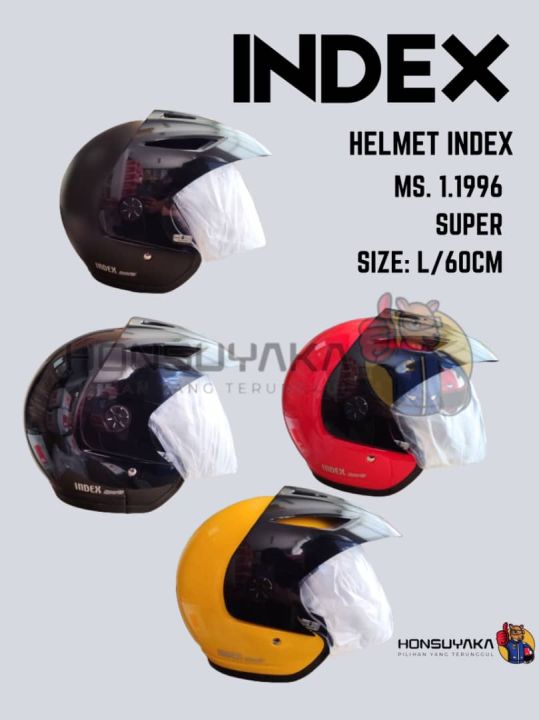 index helmet lazada | DOT APPROVED The standard 3.54 x 1.38 clear visor viewing area ensures a clean HELMET INDEX LADY ORIGINAL