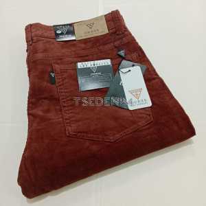 CELANA PANJANG CORDUROY KADORAI KODUROI PRIA MODEL BASIC STANDAR REGULER BATA MAGENTA COKLAT TUA