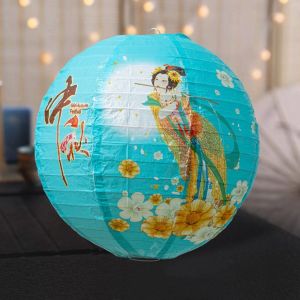 PANUCCI Luminous Chinese Mid Autumn Lantern Traditional Hanging Round Paper Lantern DIY Lantern Good Luck Festival Antique Lantern Mid-Autumn Festival