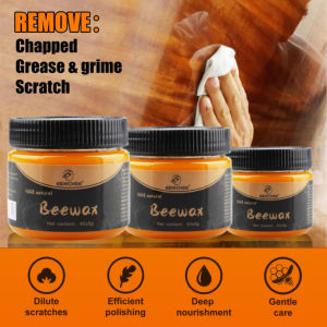 80g Natural Beewax Wood Furniture Care Wax Waterproof Wear-resistant Cleaning Brightening Solid Wood Floor Maintenance Wax