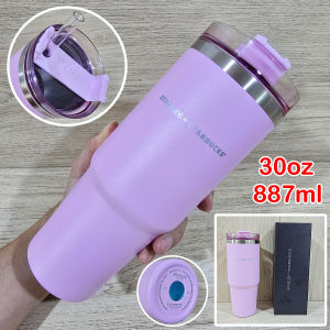 แก้วน้ำ กระติกน้ำ 30oz/900ml แถมหลอดพร้อมฝา สแตนเลส304 เก็บร้อน-เย็น แก้ว Stanley STARBUCK Tumbler Snowman 20ออน SS2