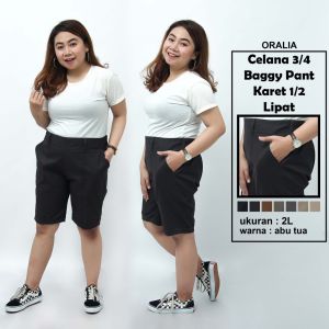 Celana jumbo karet R lipat / baggypant jumbo / celanapendek model