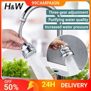 H&W Faucet Extender Kitchen Faucet Sprayer Attachment Movable 360° Rotatable Anti -Splash Water Saving Tap Faucet Extender with Universal Adapter Set Kitchen Sink Accessories Tools