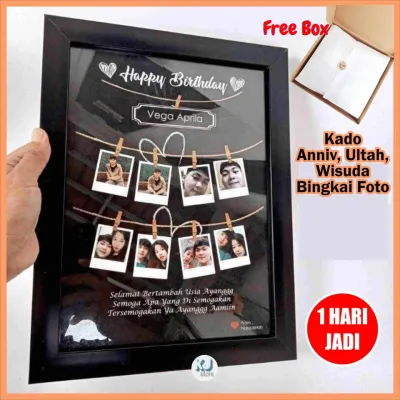Kado Ulang Tahun Ultah Anniversary - Hadiah Wisuda Gift Hampers Bingkai Cetak Foto Aesthetic Frame Figura Pigura Prame untuk Pacar Cowok Cewek