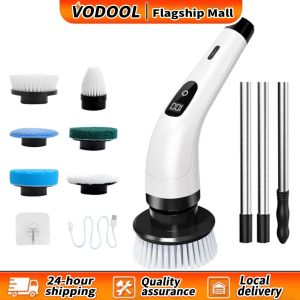 【Fast delivery】 Electric Spin Scrubber with Long Handle and Dual Speed Settings for Efficient Kitchen and Bathroom Maintenance