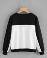 Sweater round neck casual hoodie kombinasi hitam putih sweatshirt pria/wanita/unisex/couple jaket kekinian. 