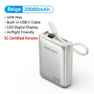 Vention 20000mAh 45W Fast Charging Power Bank with Built-in Cable (FHG Series)