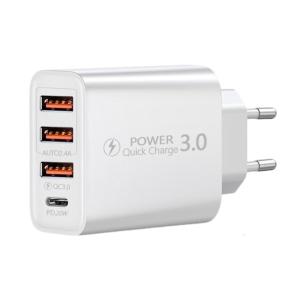 Fast Speed 4 Port European Travel Type C To EU Adapters Multiple Device Charging