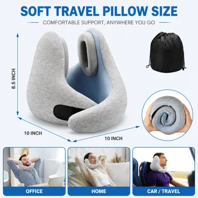 Breo Neck Protection Nap Pillow with Noise Canceling Earmuffs Travel Neck Pillow Headrest for Airplane Office Rest