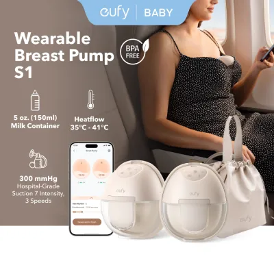 eufy Wearable Breast Pump S1 Hands-Free Electric Breast Pump with Heating Tech T8D02