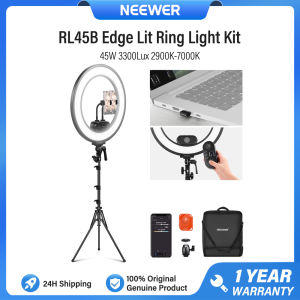 NEEWER RL45B 45W 18" Slim Edge Lit Ring Light Kit with Remote Control 3300lux 2900K-7000K for Makeup Studio Live Stream