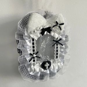 【COD/Original】Plush Card Holder Lolita DIY Lace Photocard Kawaii Anime Handmade with Ribbon Photo Protector Card