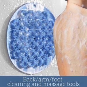 CNAIFE2 TPR Back Scrubber Solid Color Multifunction Exfoliating Brush Mat Durable Convenient Back Massage Cleaning Brush Shower