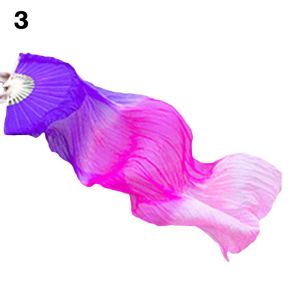 CANICE Kid Women Dancer Practice Long Imitation Long Silk Fans Rayon Silk Fans Silk Fans Belly Dancing Fan