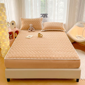 SUNLIGHT HOME ผ้าปูที่นอนกำมะหยี่ลายสก๊อตผ้าปูที่นอนเข้ารูปสีทึบผ้าปูที่นอน6ฟุตผ้าปูที่นอน5ฟุตผ้าปูที่นอน6.5ฟุต