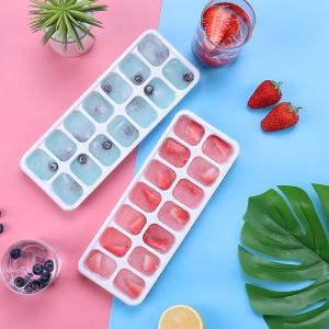 Khay làm đá hình vuông nhựa sinicon dẻo bền khuôn làm đá tủ lạnh khay làm thạch rau câu