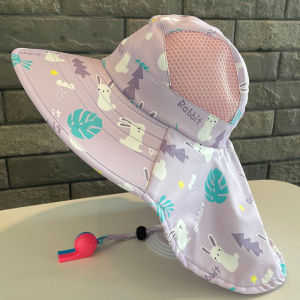 【Manila】Summer Hat for Kids Boys Girls Fisherman Hat 4-12 Years Cute Animals Wide Brim Sun Hat UV Protection Beach Hat Outdoor Sunshade With Whistle Quick-Drying Breathable