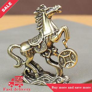 [COD] Brass Horse Step On Coins Lucky Statue Feng Shui Desk Miniatures Pure Copper Crafts Collections Chinese Home Office Figurines