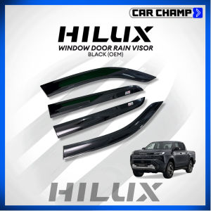 Toyota Hilux / BEV / Conquest 2027 OEM GR LOGO Window Door Rain Visor Black Thailand Quality