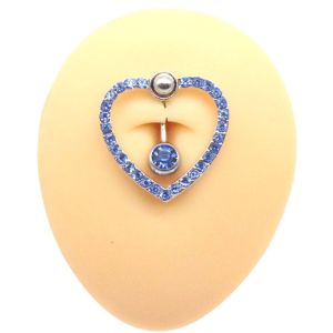 HENLI  Geometric Heart-shaped Party Bar Gifts Hollow Rhinestones Belly Button Ring Belly Piercing Love Navel Ring Body Jewelry