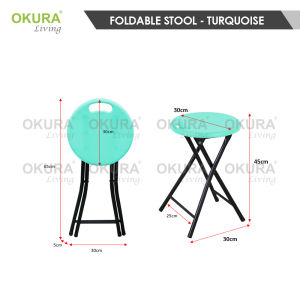 OKURA Portable Folding Stool Household Plastic Round Stool Outdoor Home Living Office Space Saving Bench Kerusi Lipat