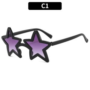 QIANHUAHOU Shining Party Favors Summer Beach Pentagram Glasses Star Shape Sunglasses Sun Glasses Sunglasses for Women