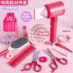 ช่างทําผมเด็ก เครื่องมือทําผม ของเล่น แพ็คเกจ ไดร์เป่าผมจําลอง แผ่นหนีบ ผมหยิก โต๊ะเครื่องแป้ง